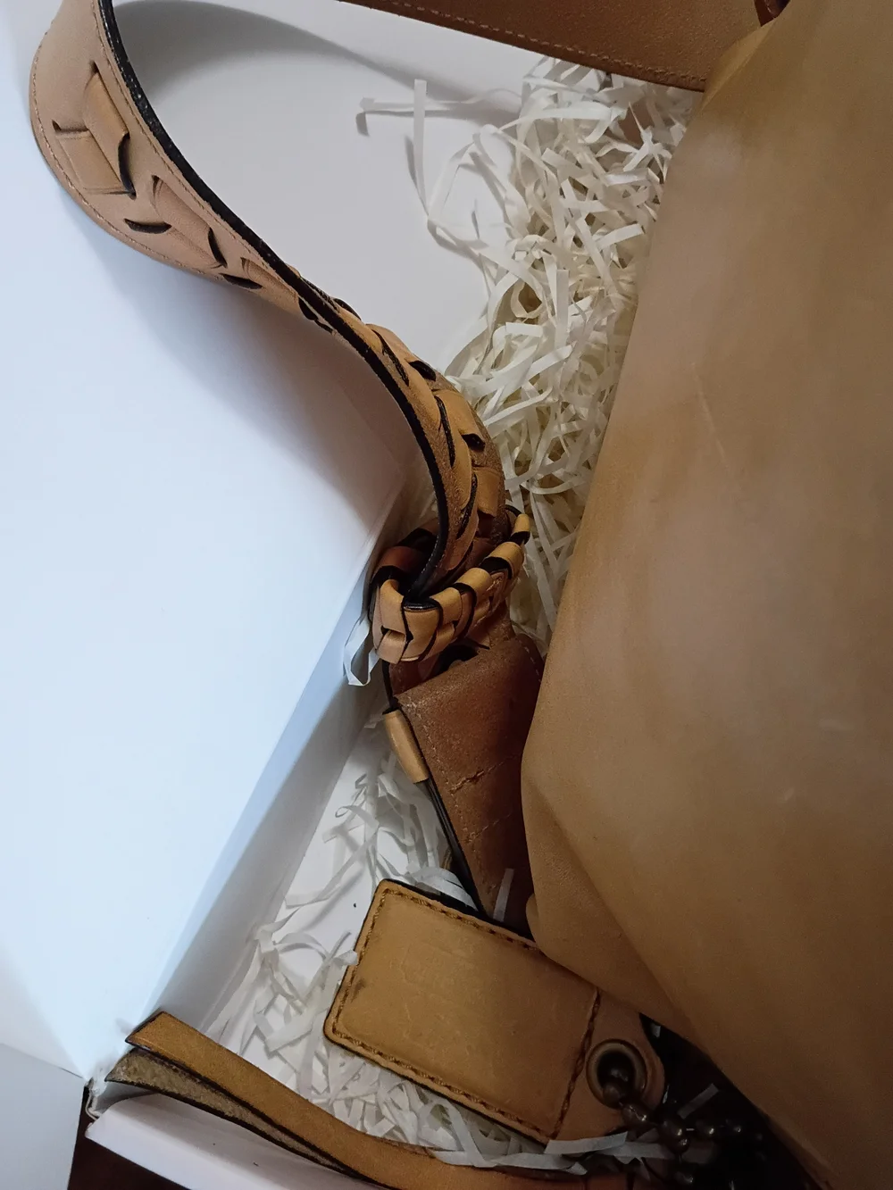 Coach Tattersall Almost Vintage Leather Hobo Bucket  Shoulder Bag - Tan/Butta